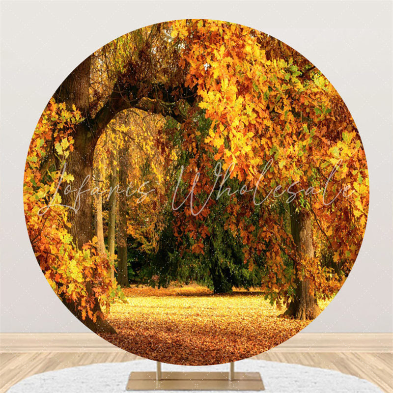 Lofaris Yellow Leaf Grass Happy Birthday Round Backdrop For Party