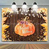 Lofaris Yellow Leaves Pumpkin Board Photo Backdrop for Sixteen Birthday