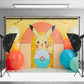 Yellow Pokemon Balloons Stars Cake Smash Backdrop