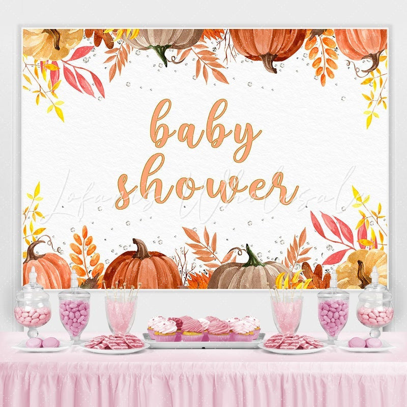 Lofaris Yellow Pumpkin Baby Shower Backdrop for Photoshoot