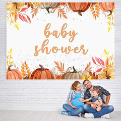 Lofaris Yellow Pumpkin Baby Shower Backdrop for Photoshoot
