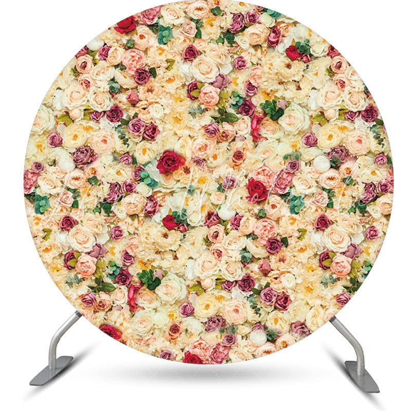 Lofaris Yellow Red Floral Green Leaf Round Wedding Backdrop