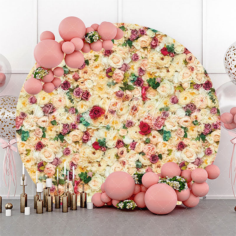 Lofaris Yellow Red Floral Green Leaf Round Wedding Backdrop