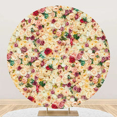 Lofaris Yellow Red Floral Green Leaf Round Wedding Backdrop