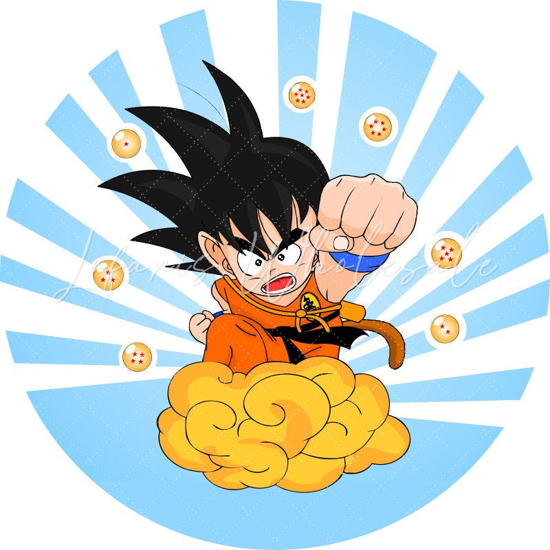 Lofaris Yellow Sky And Boy Round Blue Birthday Party Backdrop