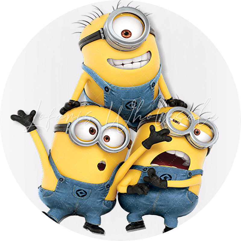 Lofaris Yellow Small Cute Cartoon Circle Happy Birthday Backdrop