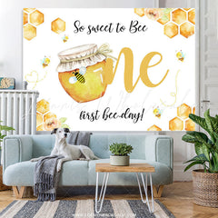 Lofaris Yellow So Sweet To Bee One Birthday Party Backdrop