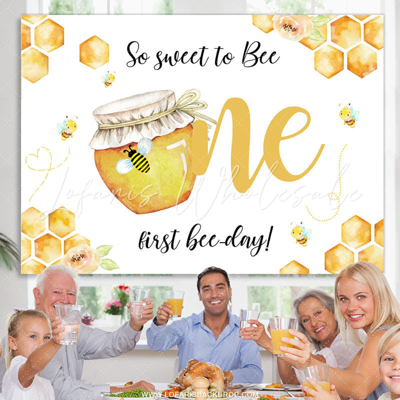 Lofaris Yellow So Sweet To Bee One Birthday Party Backdrop