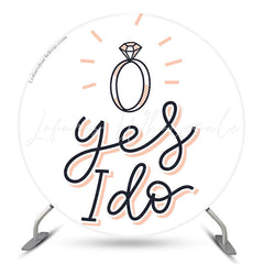 Lofaris YES I DO White Simple Wedding Round Backdrop Cover