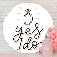 Lofaris YES I DO White Simple Wedding Round Backdrop Cover