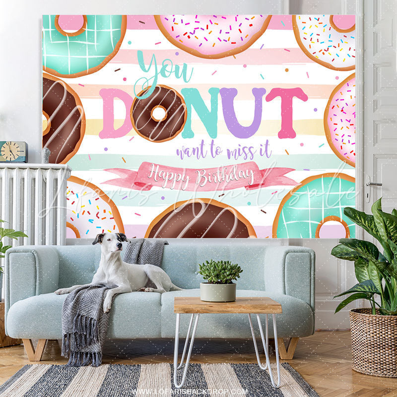Lofaris You Donut Want To Miss It Sweet Happy Birthday Backdrop