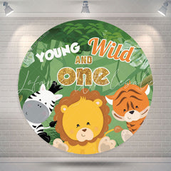Lofaris Young Wild One Animals 1st Round Birthday Backdrop