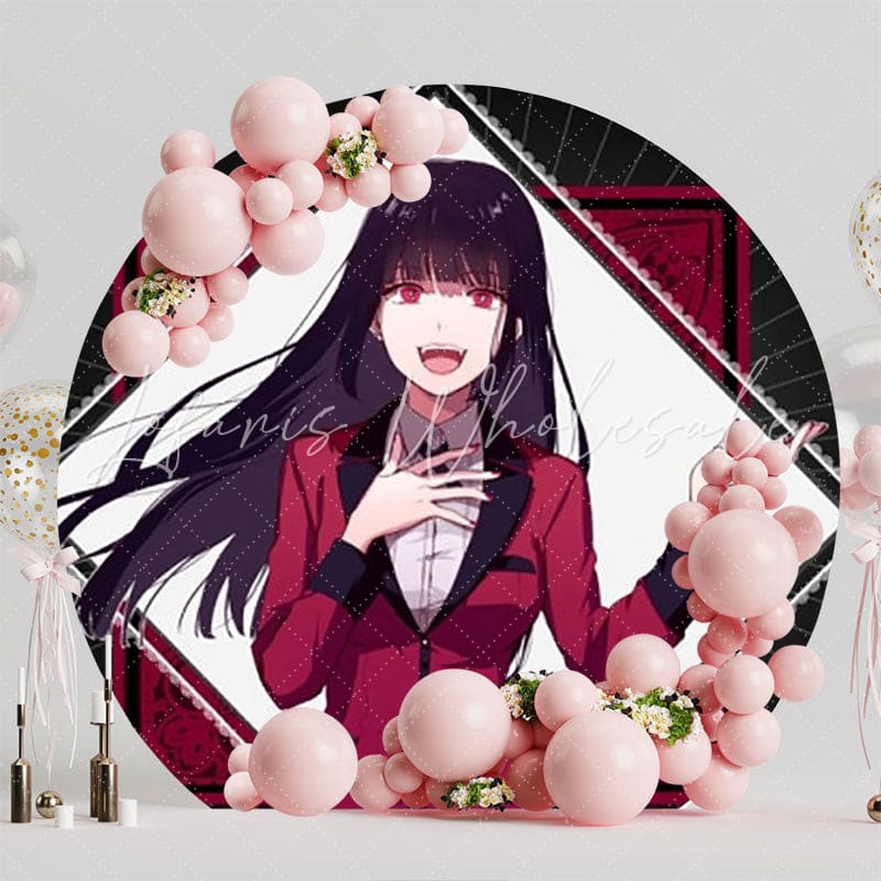 Yumeko Jabami Anime Round Backdrop For Cosplay And Fan Events