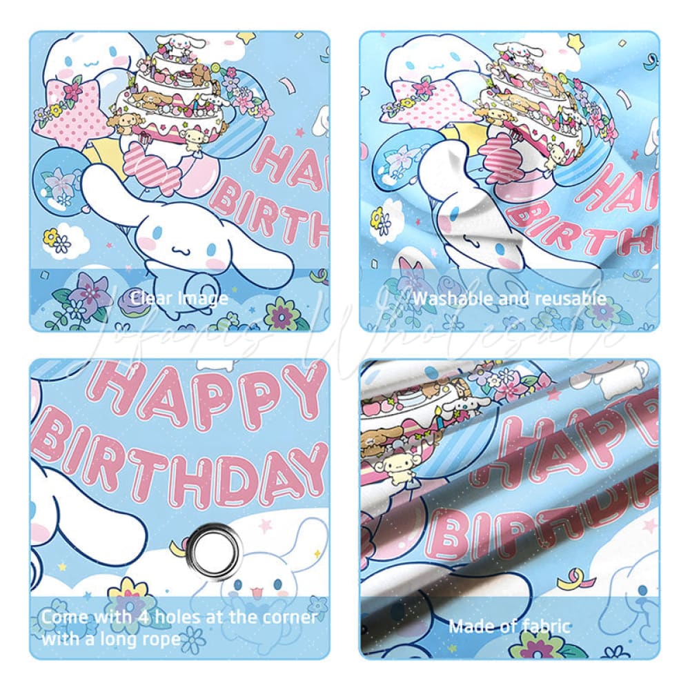 (7 Day Delivery) Blue Sanrio Cinnamoroll Dog Happy Birthday Backdrop For Kids