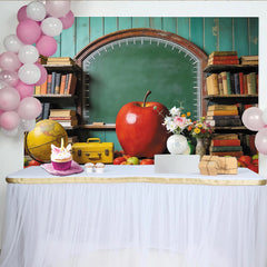 Lofaris Vintage Classroom Back to School Backdrop with Chalkboard and Books, Educational Photography Background for Students and Teachers