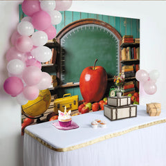 Lofaris Vintage Classroom Back to School Backdrop with Chalkboard and Books, Educational Photography Background for Students and Teachers