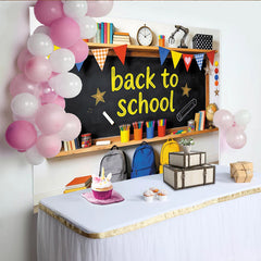 Lofaris Vibrant Back to School Backdrop with Chalkboard, Books and Globes, Educational Photography Background for Classroom Decoration