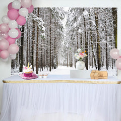 Lofaris Enchanting Winter Wonderland Snowy Forest Photography Backdrop, Professional Studio Background for Portrait Photoshoot