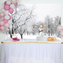 Lofaris Beautiful Snowy Winter Forest Photography Backdrop, Serene Natural Landscape Background for Studio Portrait
