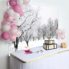 Lofaris Beautiful Snowy Winter Forest Photography Backdrop, Serene Natural Landscape Background for Studio Portrait