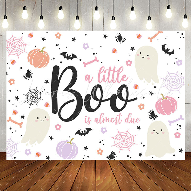 Lofaris A Little Boo Is Almost Due Pink Baby Shower Backdrop