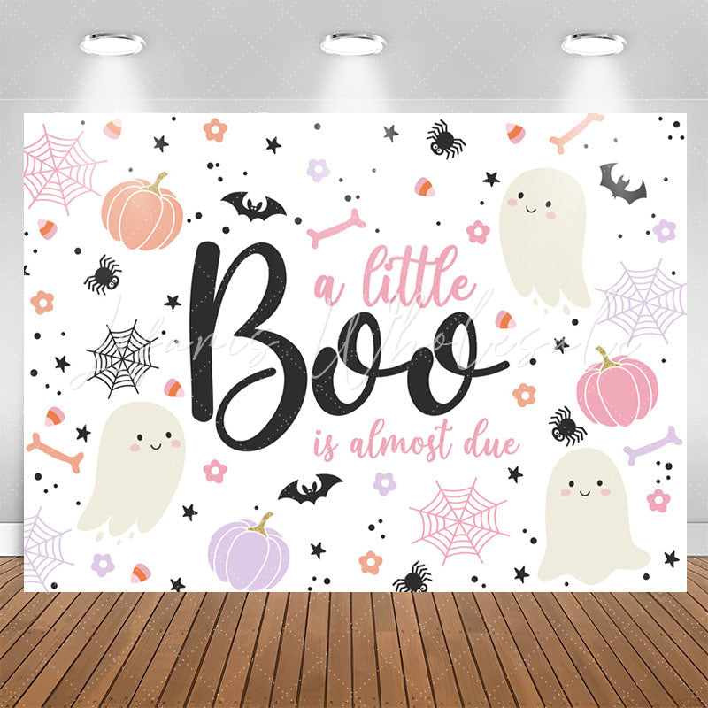 Lofaris A Little Boo Is Almost Due Pink Baby Shower Backdrop