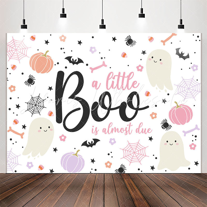 Lofaris A Little Boo Is Almost Due Pink Baby Shower Backdrop