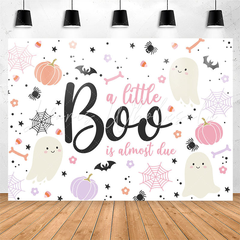 Lofaris A Little Boo Is Almost Due Pink Baby Shower Backdrop