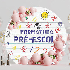ABC Pre-School Graduation Round Backdrop for Kids