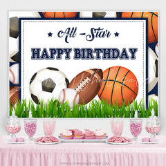 Lofaris Allstar Grass Theme Happy Birthday Backdrop For Boy