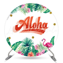 Lofaris Aloha Summer Flamingo Round Party Backdrop Cover