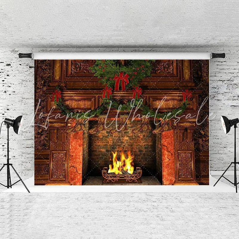 Lofaris Ancient Architectural Fireplace Chrismas Hanging Backdrop
