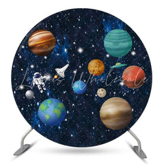 Lofaris Astronaut Planet Space Circle Backdrop For Birthday
