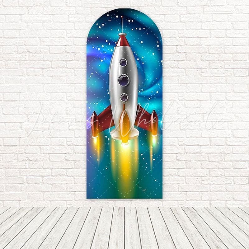 Astronaut Rocket Sky Flight Blast Arch Backdrop For Galactic Party
