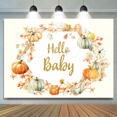 Lofaris Autumn Pumpkin Simple Cute Flower Baby Shower Backdrop