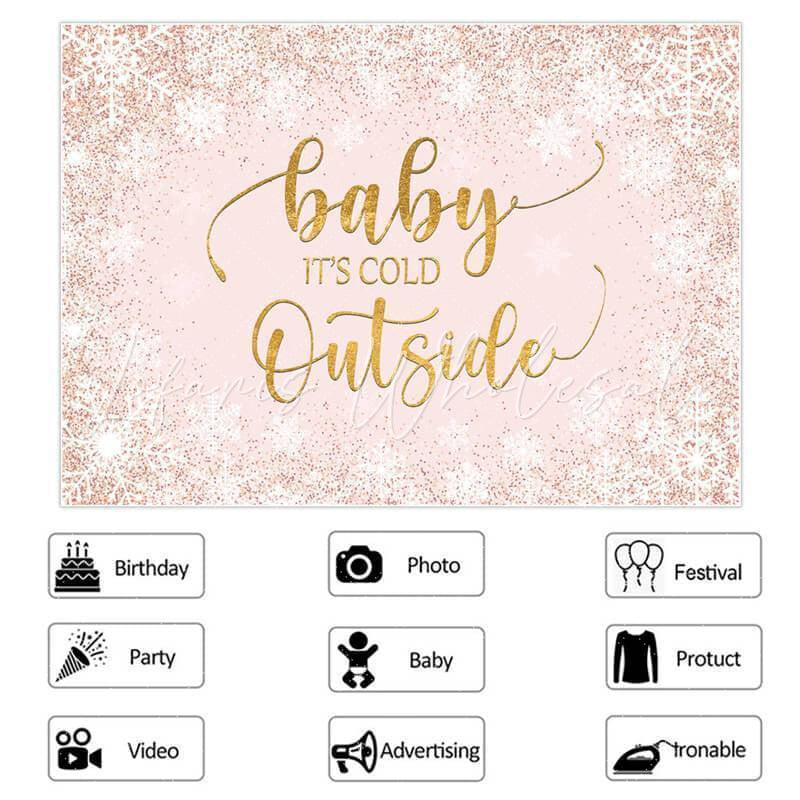 Lofaris Baby Is Cold Outside Winter Snowflake Shower Backdrop