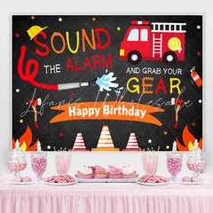 Lofaris Backdrop for Boys Firefighter Happy Birthday