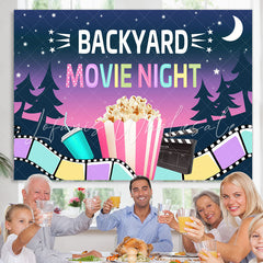 Lofaris Backyard Movie Night With Poporn And Drink Backdrop