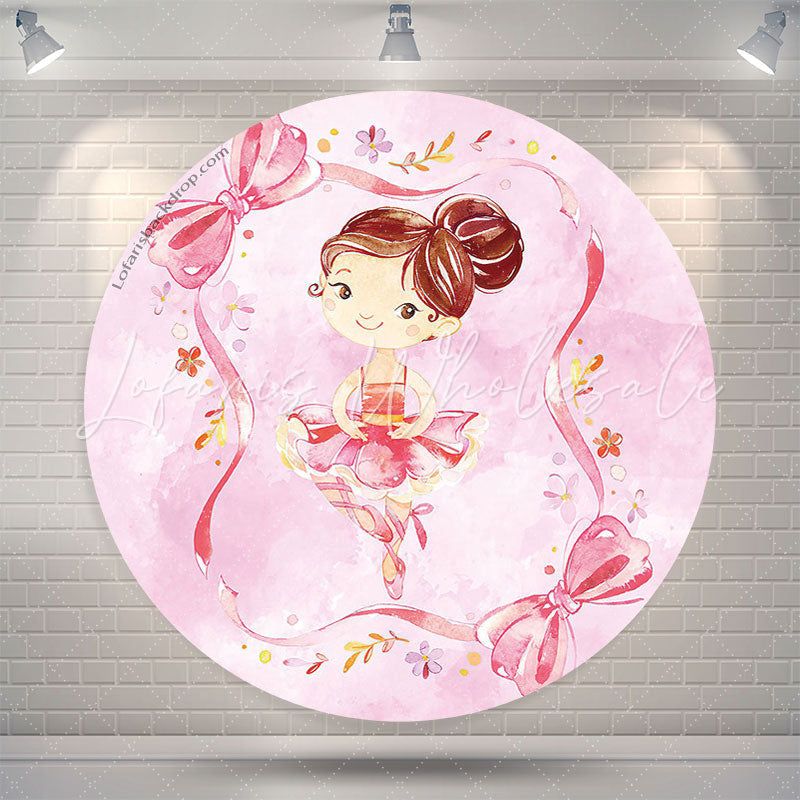 Lofaris Ballerina Floral Girls Party Round Backdrop Cover