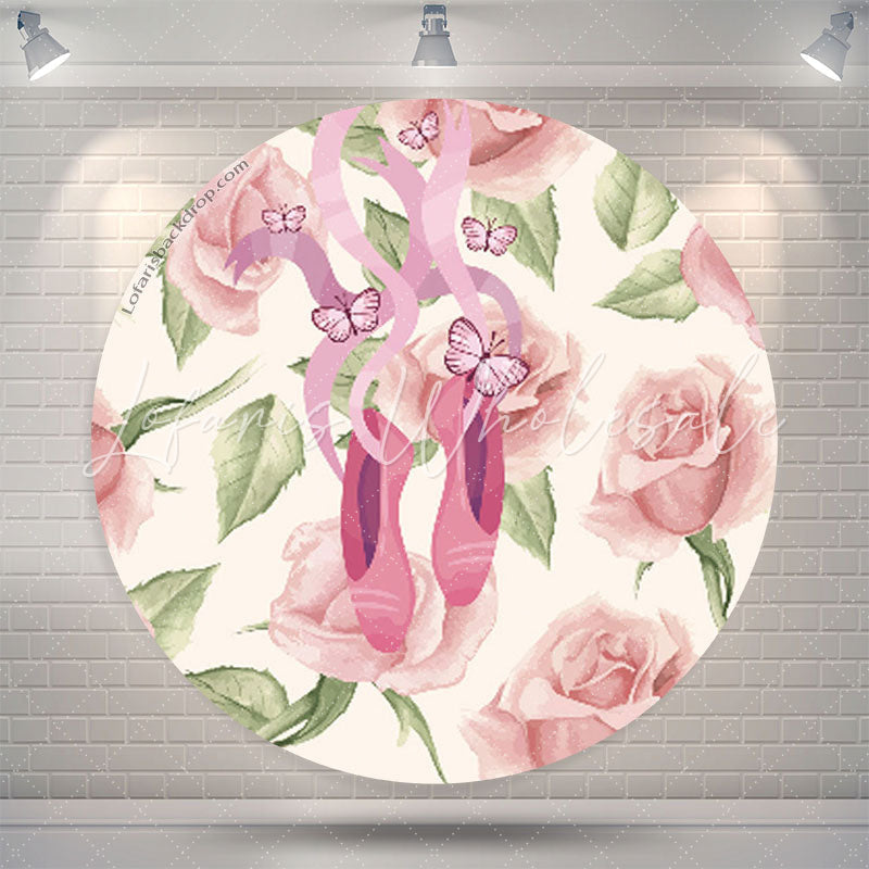 Lofaris Ballerina Party Floral Round Backdrop For Girls