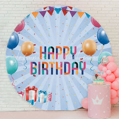 Lofaris Balloon Flag Blue Birthday Party Backdrop Round