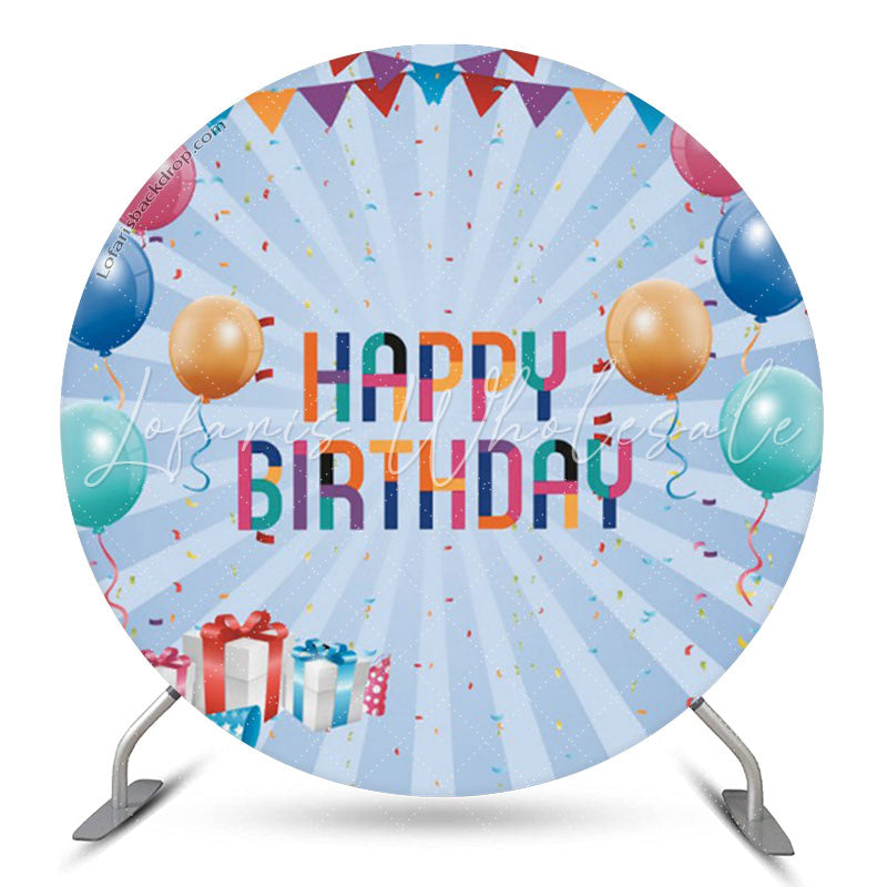 Lofaris Balloon Flag Blue Birthday Party Backdrop Round