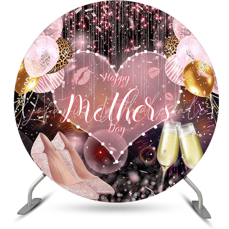 Lofaris Balloon Glitter Highheel Round Mothers Day Backdrop