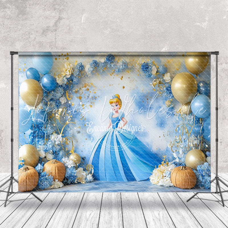 Balloon Pumpkin Princess Cinderella Cake Smash Backdrop