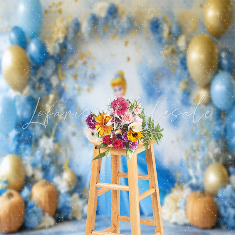 Balloon Pumpkin Princess Cinderella Cake Smash Backdrop