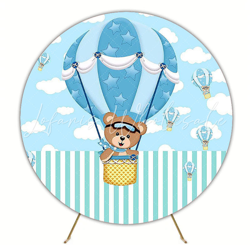 Ballooning Bear Fun Round Backdrop for Kids Celebration