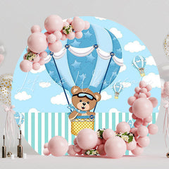 Ballooning Bear Fun Round Backdrop for Kids Celebration