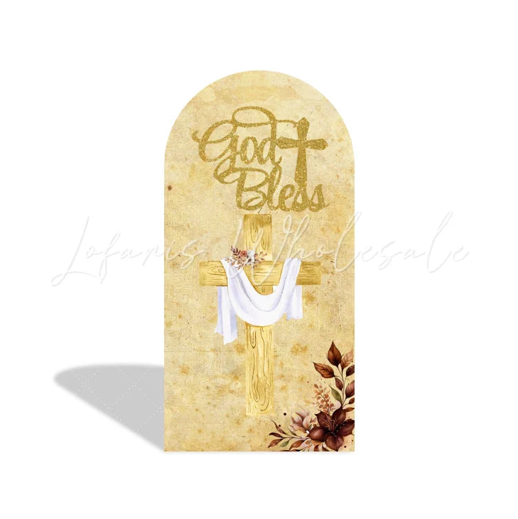 Baptism God Bless Christening Baby Shower Baptism Party Arch Backdrop Wall Cloth Cove