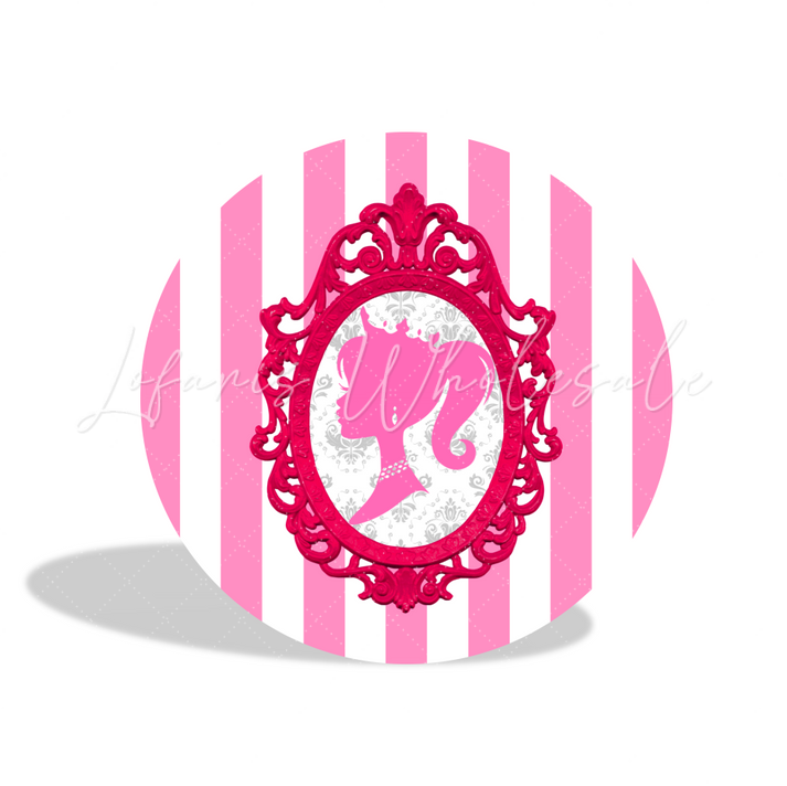 Barbie Girl Birthday Party Round Backdrop Cover Plinth Cylinder Pedestal Cloth Cover