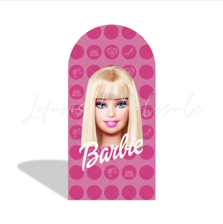 Barbie Theme Happy Birthday Party Background Arch Backdrop Wall Cloth Cover